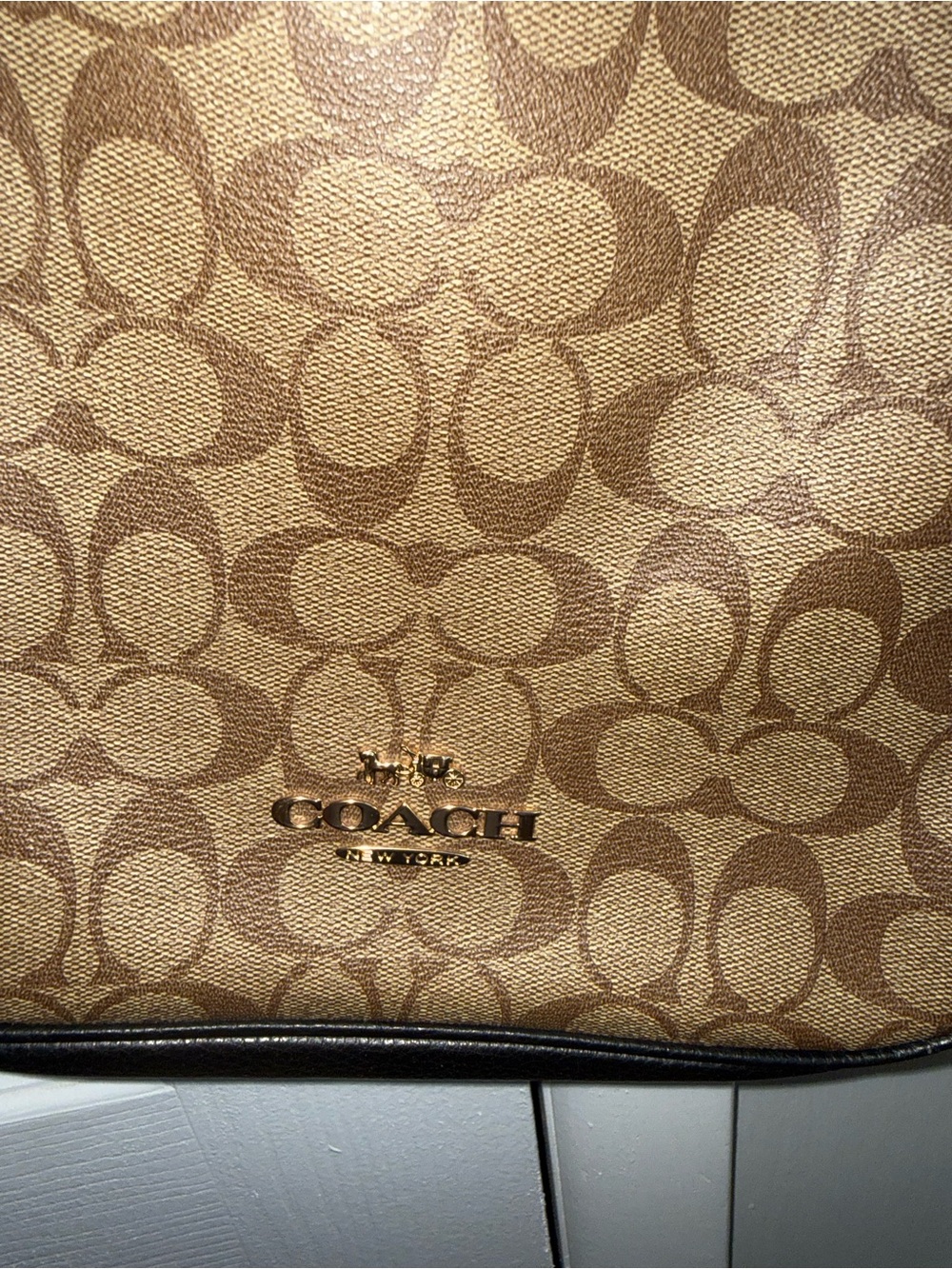Coach Tan and Brown Signature Canvas Tote